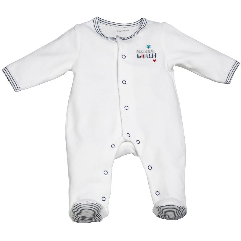 Pyjama chaud Mister Bouh blanc (1 mois : 54 cm) Sauthon