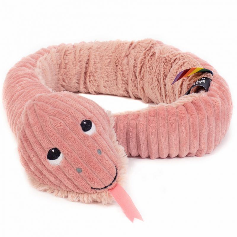 Peluche géante Les Ptipotos Sermoilcou le serpent rose (76 cm) Les Déglingos