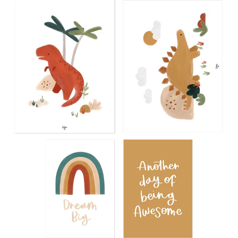 Lot de 4 affiches Dinosaurs & co Lilipinso