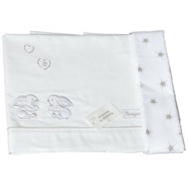 Parure de lit drap + taie d'oreiller Basile (120 x 180 cm) Maison Nougatine