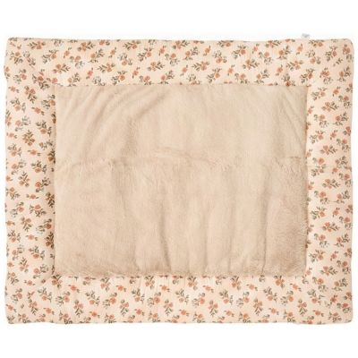 Tapis de jeu réversible et fond de parc fleurs et fausse fourrure beige (75x95 cm) BB & Co