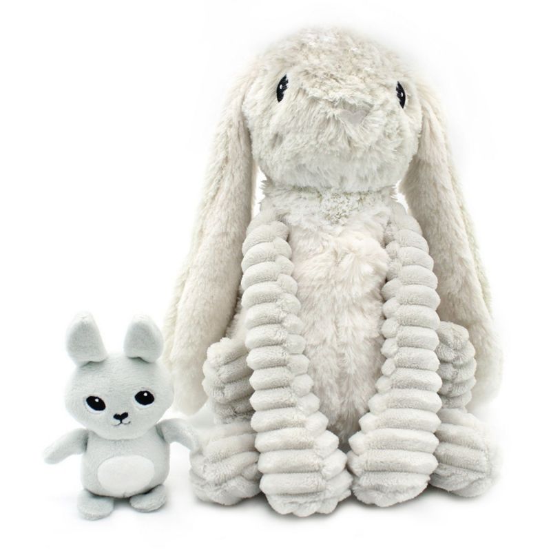 Peluche Lapin maman et bébé Les Ptipotos Gris clair (25 cm) Les Déglingos Produit 1