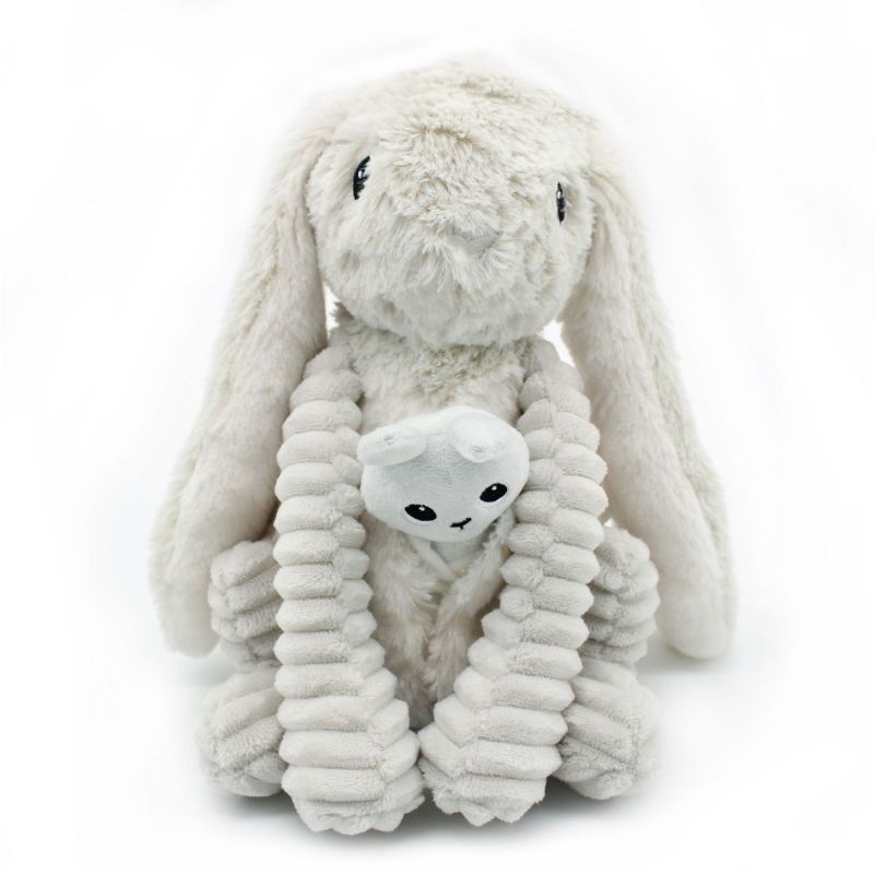 Peluche Lapin maman et bébé Les Ptipotos Gris clair (25 cm) Les Déglingos Produit 3