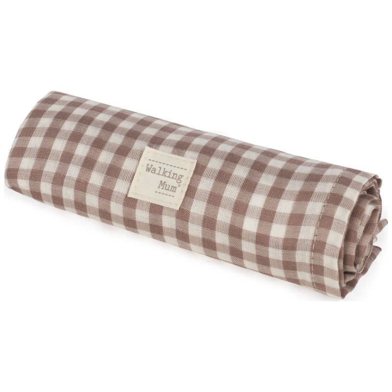 Drap housse pour nacelle Rayures et Lange Praliné Vichy Moka Walking Mum Produit 1