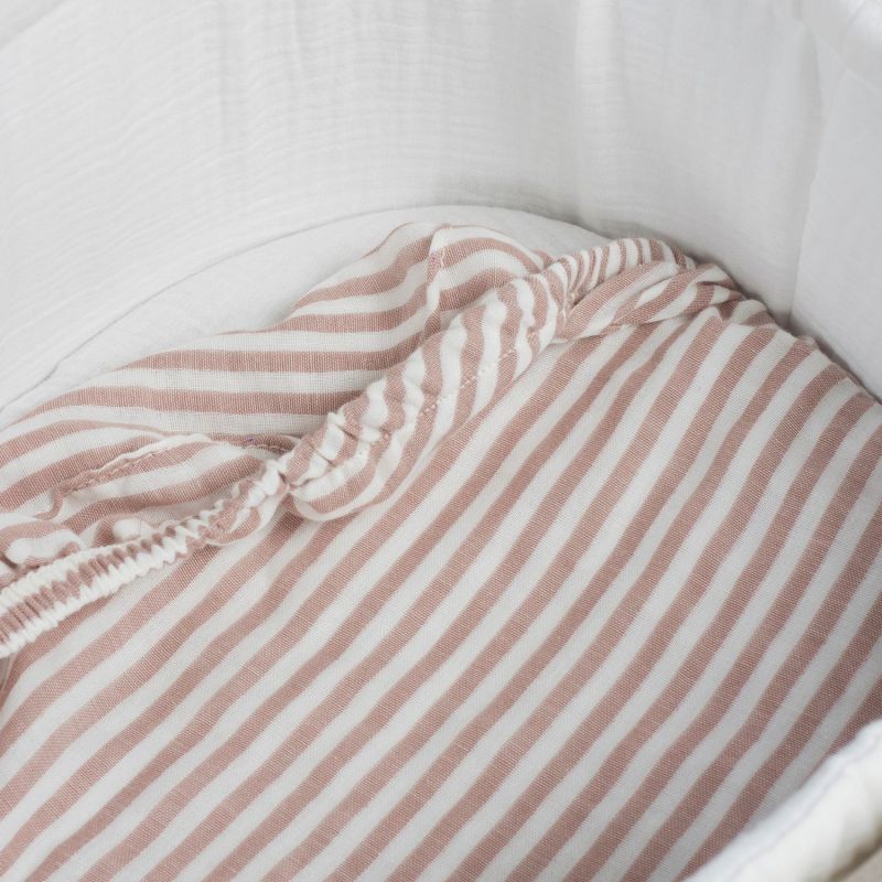 Drap housse pour nacelle Rayures et Lange Praliné Vichy Moka Walking Mum Ambiance 6