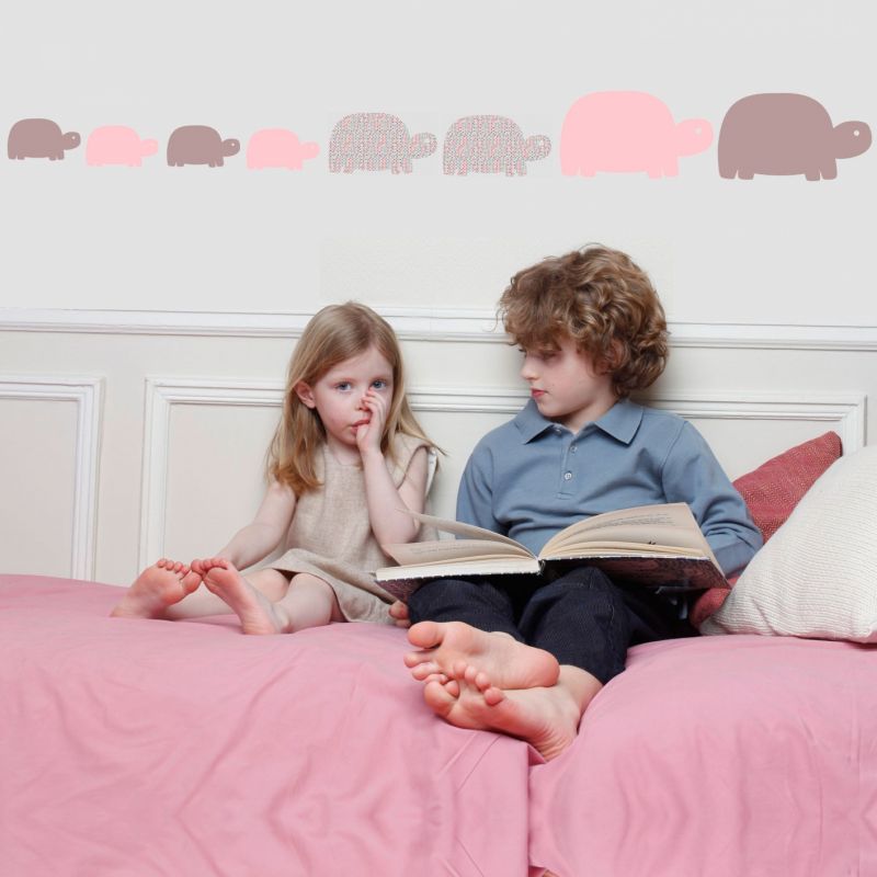 Stickers Famille tortue violine et rose AFKliving
