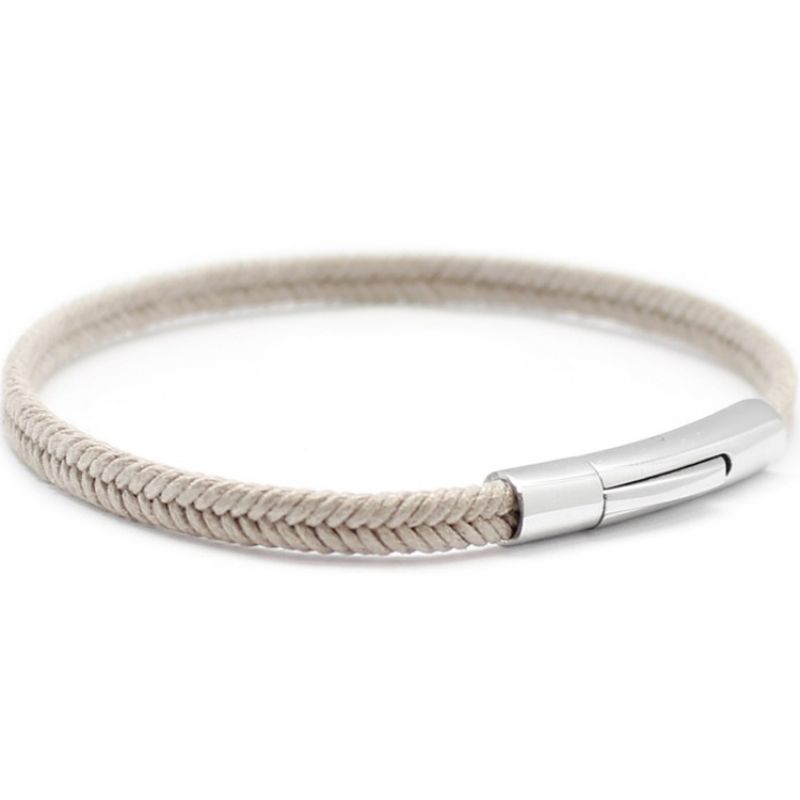 Bracelet homme Le Tressé beige acier (personnalisable) Petits trésors