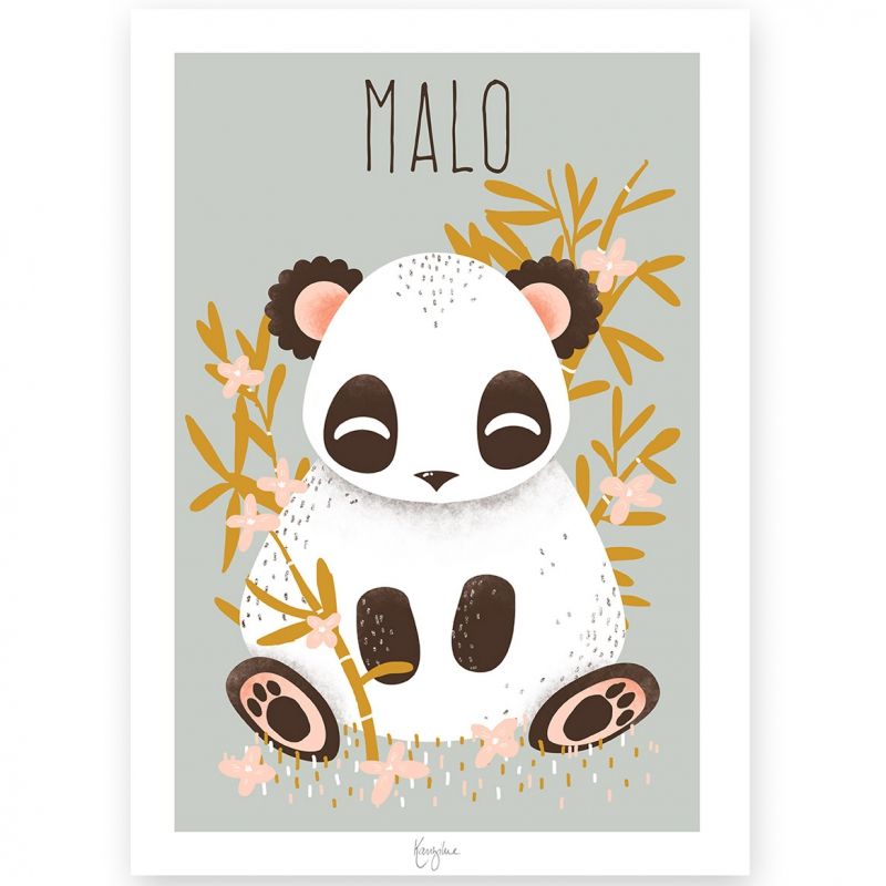Affiche A4 Les Animignons le panda (personnalisable) Kanzilue