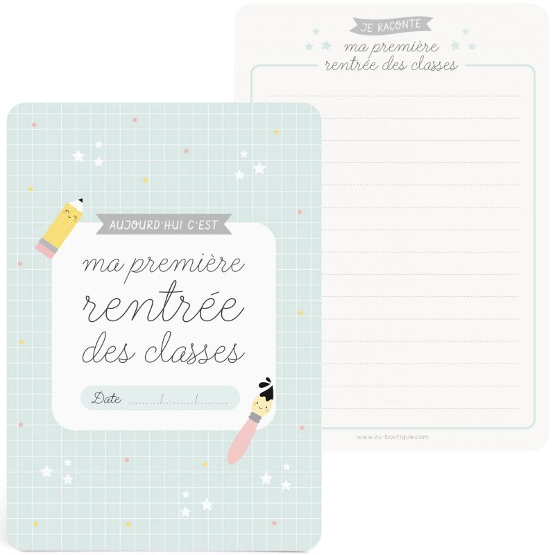 Grande carte mint ma première rentrée (A5) Zü