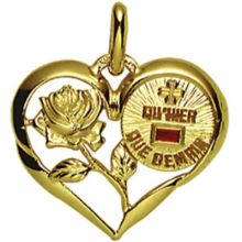 Médaille forme coeur d'Amour 18 mm ajourée (or jaune 750° et rubis)  par Maison Augis