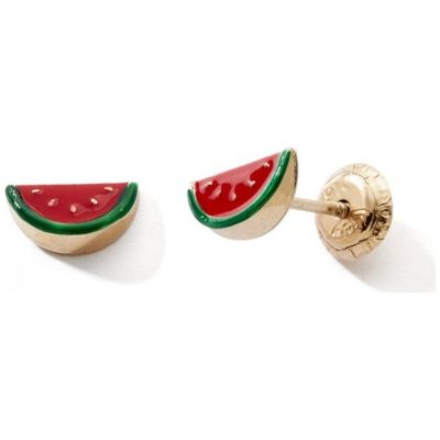 Boucles d'oreilles à vis Pastèque (or jaune 375°)