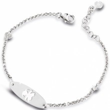 Bracelet sur chaîne Primegioie fille ovale allongé émail blanc (or blanc 375°)  par leBebé