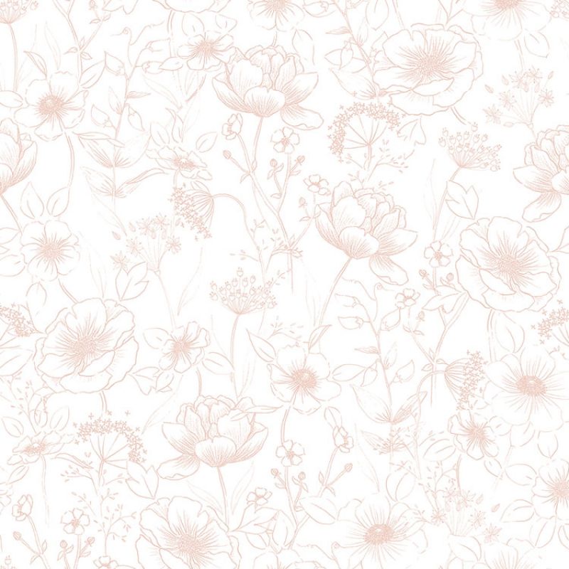 Papier peint motif fleurs roses (10 m) Lilipinso