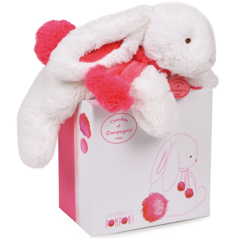 Peluche Lapin pompon fraise (25 cm)  Doudou et Compagnie