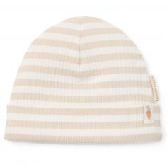 Bonnet de naissance rayé Sand-White (Taille 1 - 44-56) - Little Dutch