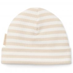 Bonnet de naissance rayé Sand-White (Taille 1 - 44-56)