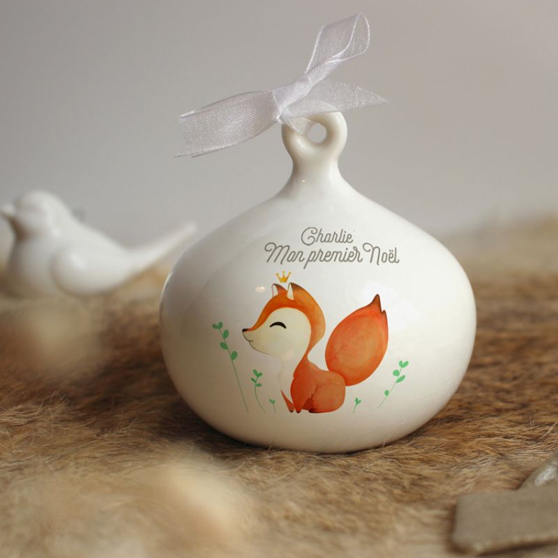 Boule de Noël en porcelaine Renard (personnalisable) Gaëlle Duval