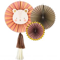 Lot de 3 rosettes décoratives Lion - Party Deco