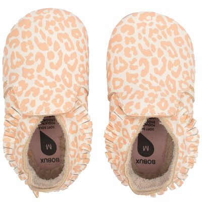 Chaussons bébé en cuir Soft soles Leopard Print Vanilla (15-27 mois) Bobux