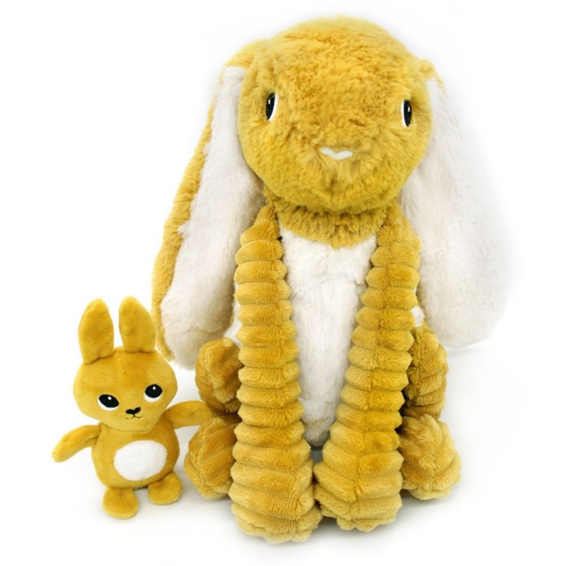 Peluche Lapin maman et bébé Les Ptipotos Moutarde (25 cm) Les Déglingos Produit 1