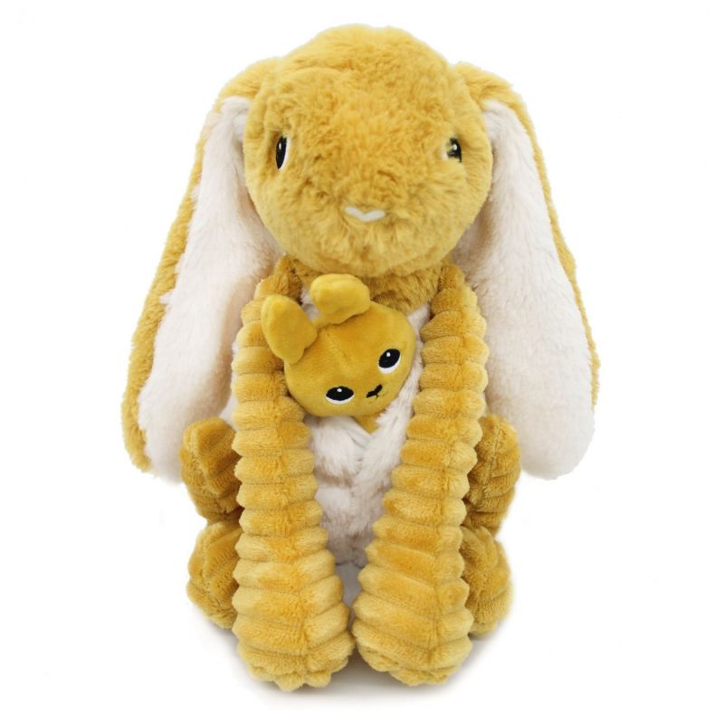 Peluche Lapin maman et bébé Les Ptipotos Moutarde (25 cm) Les Déglingos Produit 3