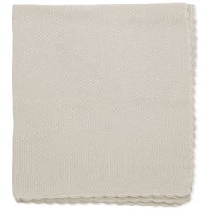 Couverture tricot bébé beige (75 x 100 cm) - Pasito a pasito