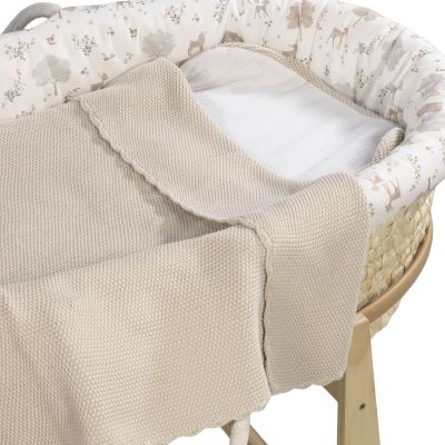 Couverture tricot bébé beige (75 x 100 cm)
