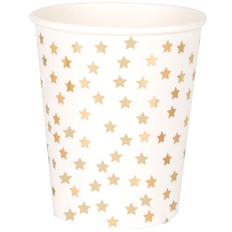 Lot de 8 gobelets en carton étoiles dorées My Little Day