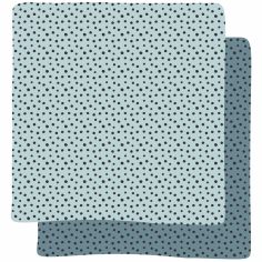Lot de 2 maxi langes Happy Dots bleu (120 x 120 cm)