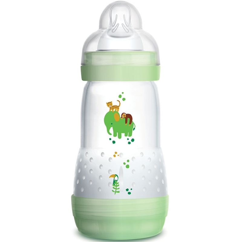 Biberon anti-coliques vert Eléphant - débit 2 moyen (260 ml) MAM