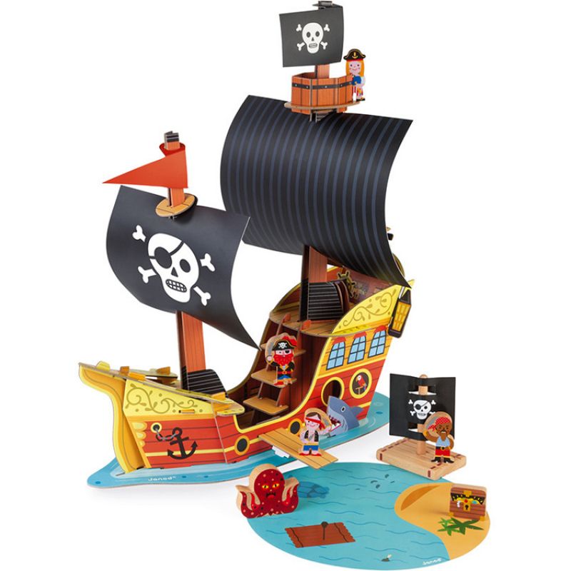 Bateau pirate avec figurines Story Janod