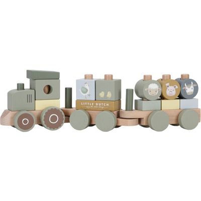 Train à blocs en bois tracteur Little Farm - Reconditionné