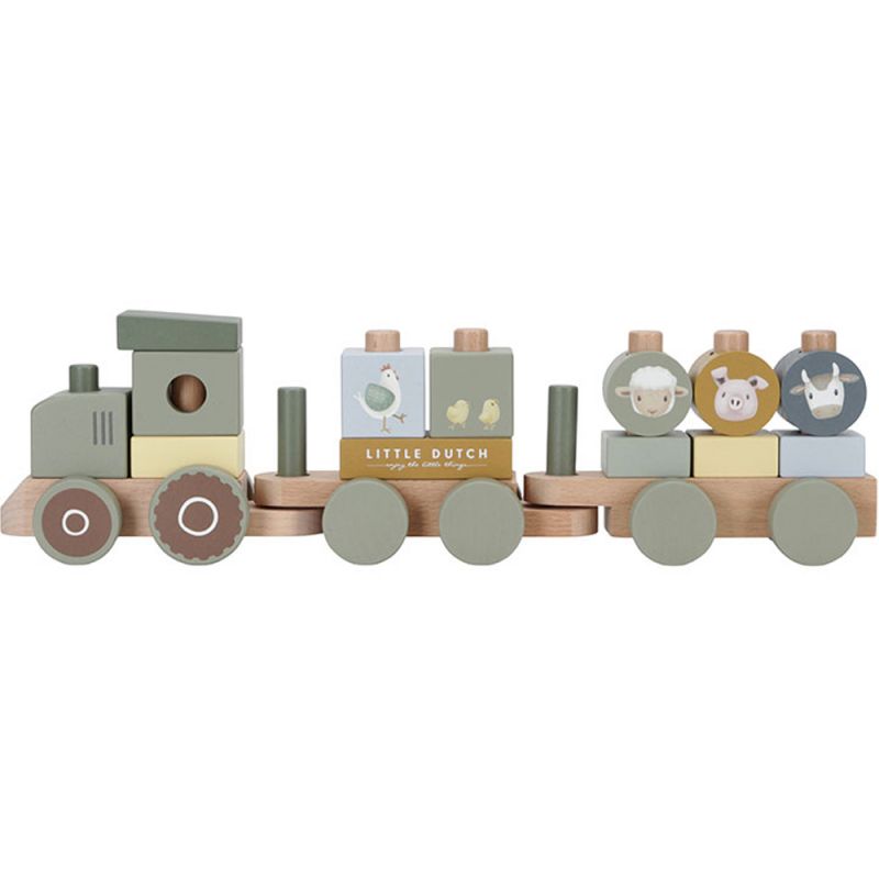 Train à blocs en bois tracteur Little Farm - Reconditionné Little Dutch Produit 4