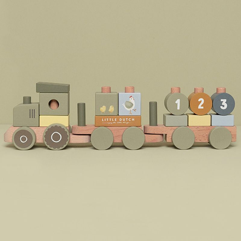 Train à blocs en bois tracteur Little Farm - Reconditionné Little Dutch Produit 6