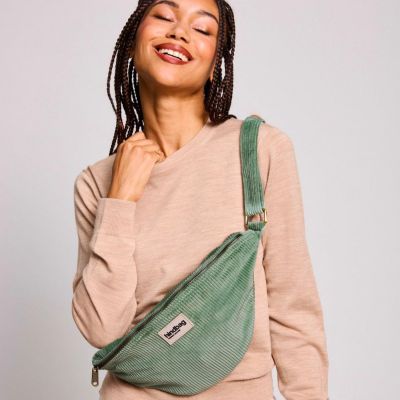 Sac banane Sasha L Velours Vert d'eau Hindbag