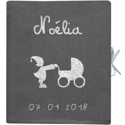 Livre De Naissance Gris Ardoise Personnalisable