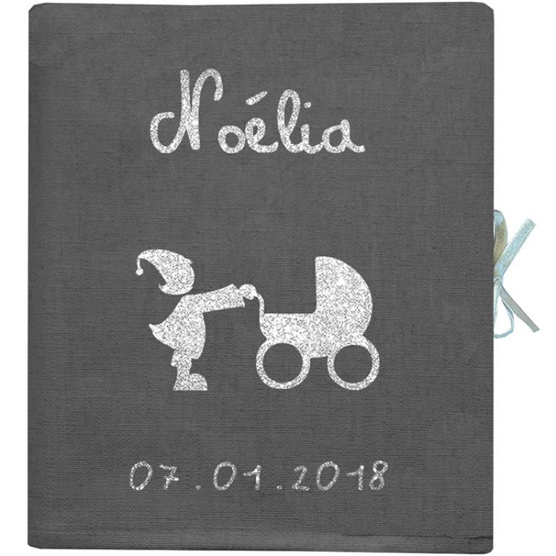 Livre de naissance gris ardoise (personnalisable) Les Griottes