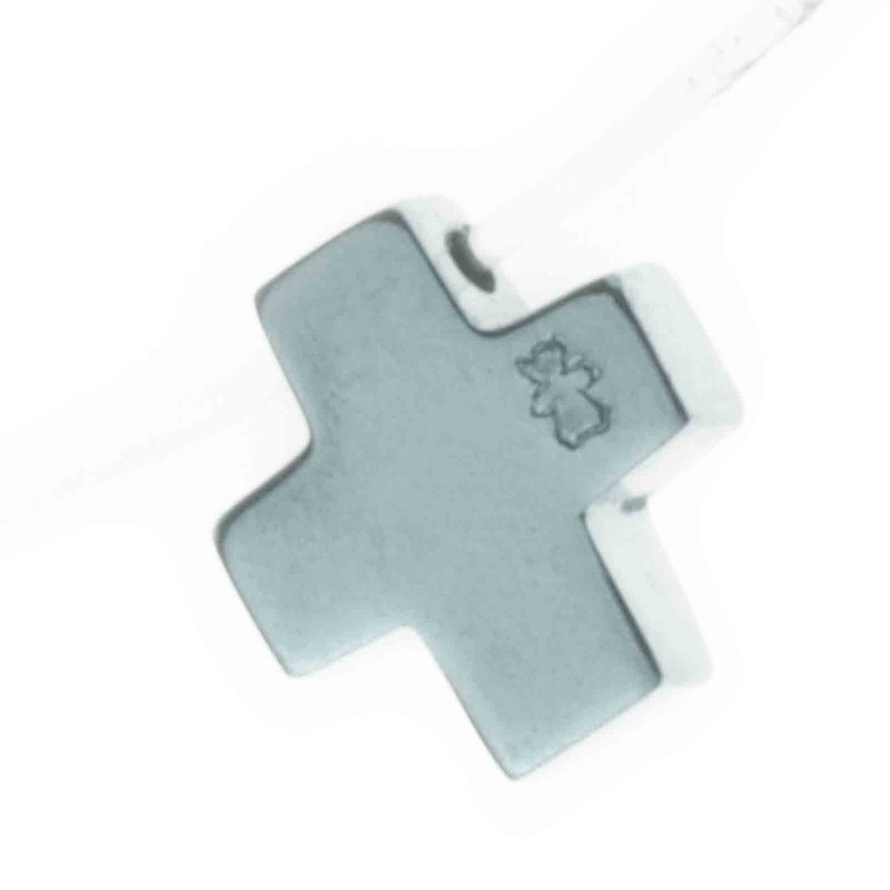 Collier invisible 40 cm croix 11 mm (or blanc 750°) Loupidou