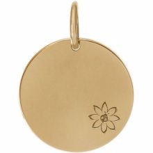 Médaille de naissance Petite Fleur personnalisable 15 mm (or jaune 750°)  par Je t'Ador