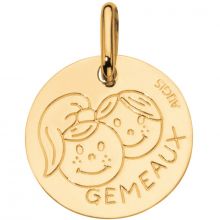 Médaille Zodiaque gémeaux 14 mm (or jaune 750°)  par Maison Augis