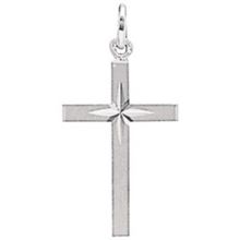 Croix 20 x 13 mm satinée diamantée (or blanc 750°)  par Maison Augis