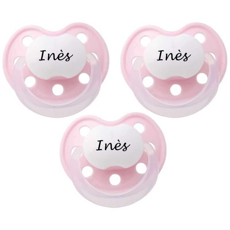 Lot de 3 sucettes personnalisables anatomiques Deluxe rose en silicone (3-36 mois) Baby Tute