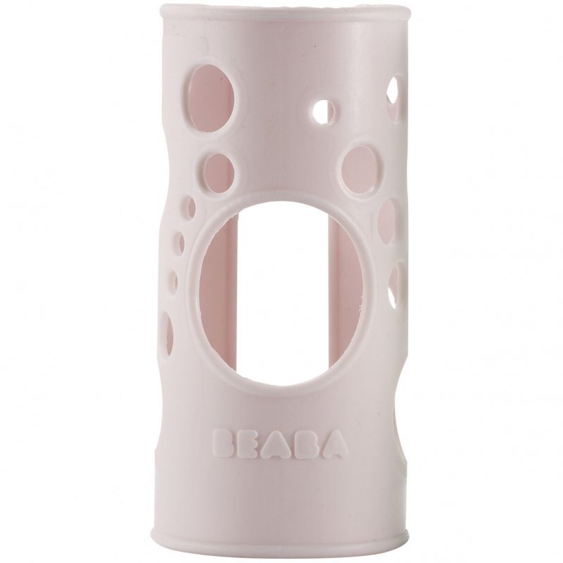 Housse de protection en silicone pour biberon en verre Poudré rose Béaba