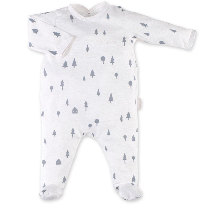 Pyjama léger sapins Svenn beige et gris anthracite (3-6 mois) Bemini