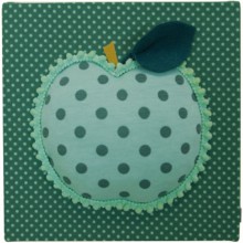 Tableau Pomme vert d'eau sur fond vert à pois (20 x 20 cm)  par Moepa