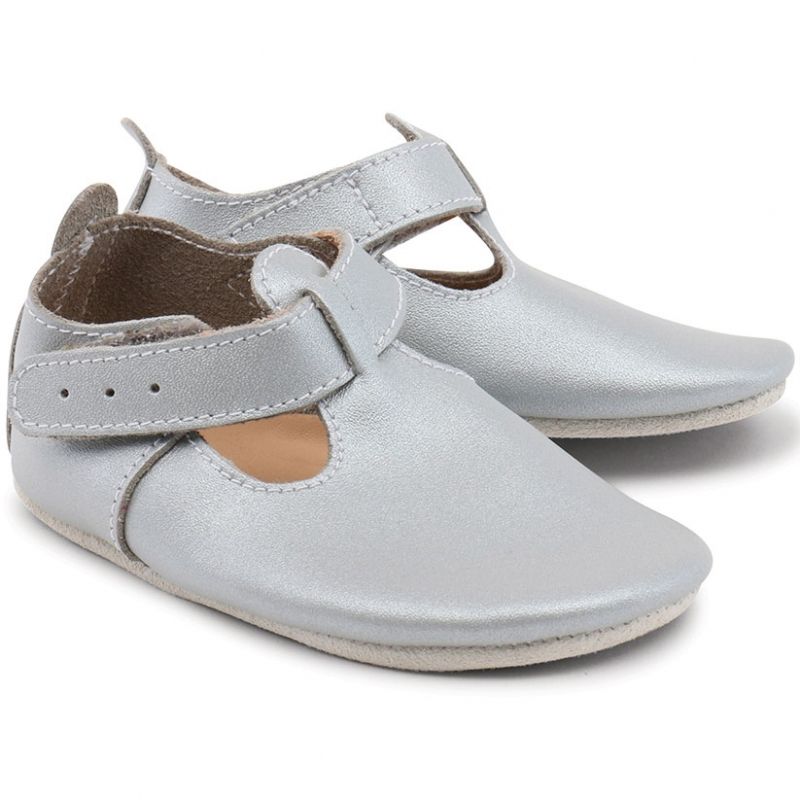 Chaussons en cuir Soft soles silver t-bar (3-9 mois) Bobux