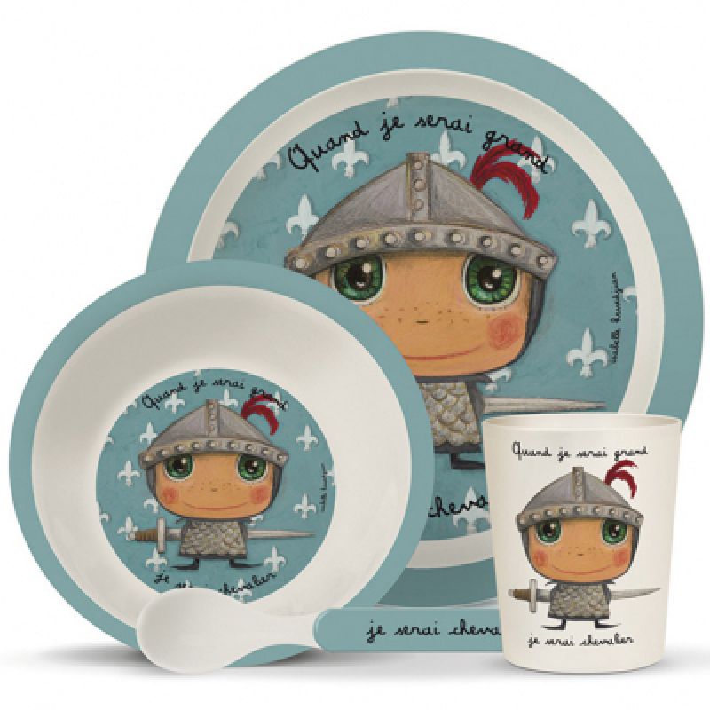 Coffret repas en bambou Je serai chevalier (4 pièces) Isabelle Kessedjian