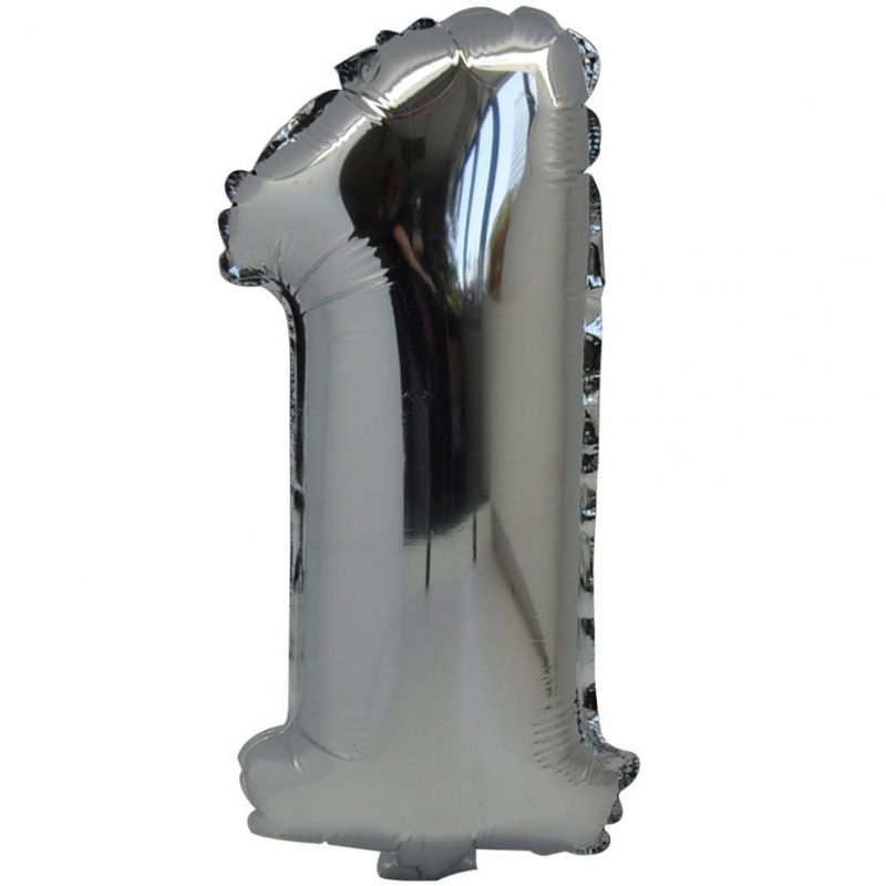 Petit ballon en mylar chiffre 1 argenté (36 cm) Arty Fêtes Factory