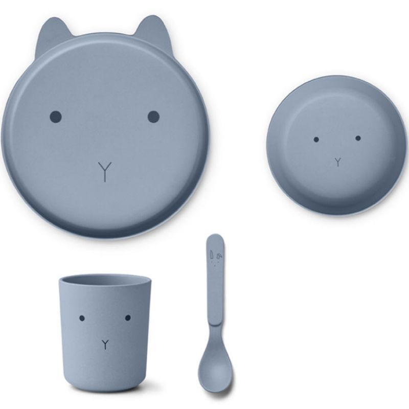 Coffret repas en bioplastique Brody Rabbit Stormy blue (4 pièces) Liewood