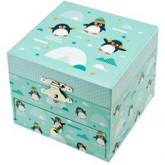 Boîte à bijoux musicale phosphorescente pingouin